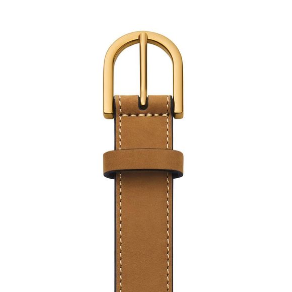 Women\'s D-link Leather Belt, Camel Brown (model: Bt4416235)🦒